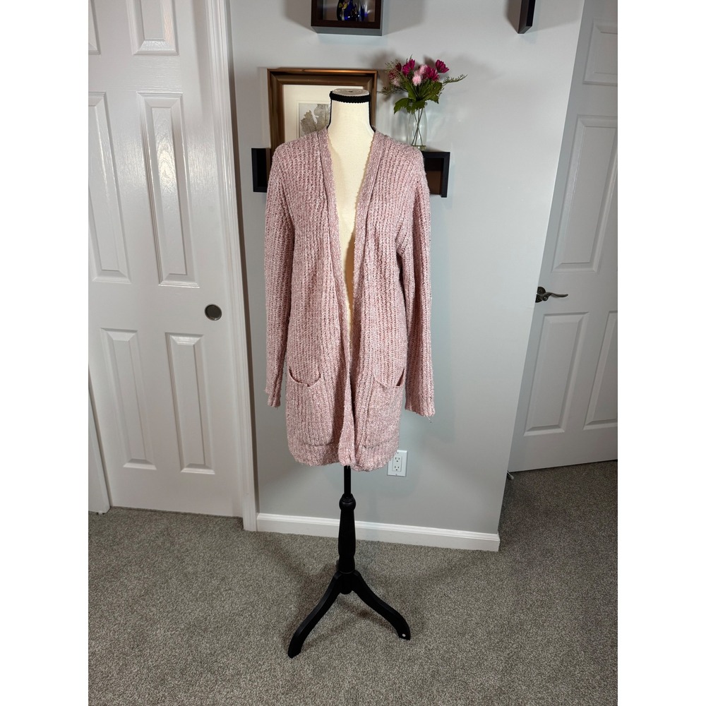 BB Dakota Steve Madden Pink Open Front Cardigan Sweater Pockets Large